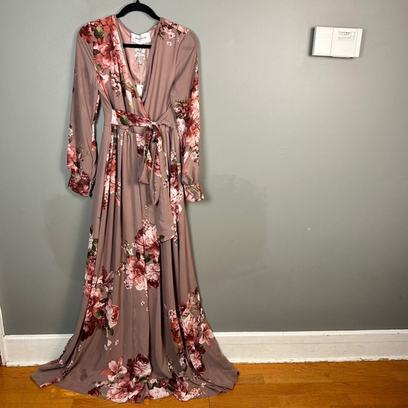 Jessakae Maxi Dress Large Long Sleeve Floral Gown - Picture 1 of 10
